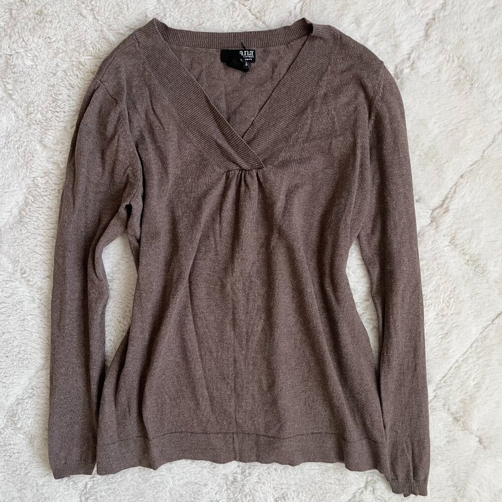 Maternity Brown Long Sleeve V Neck Shirt